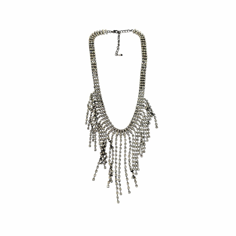 Elegant Silver Fringe Necklace